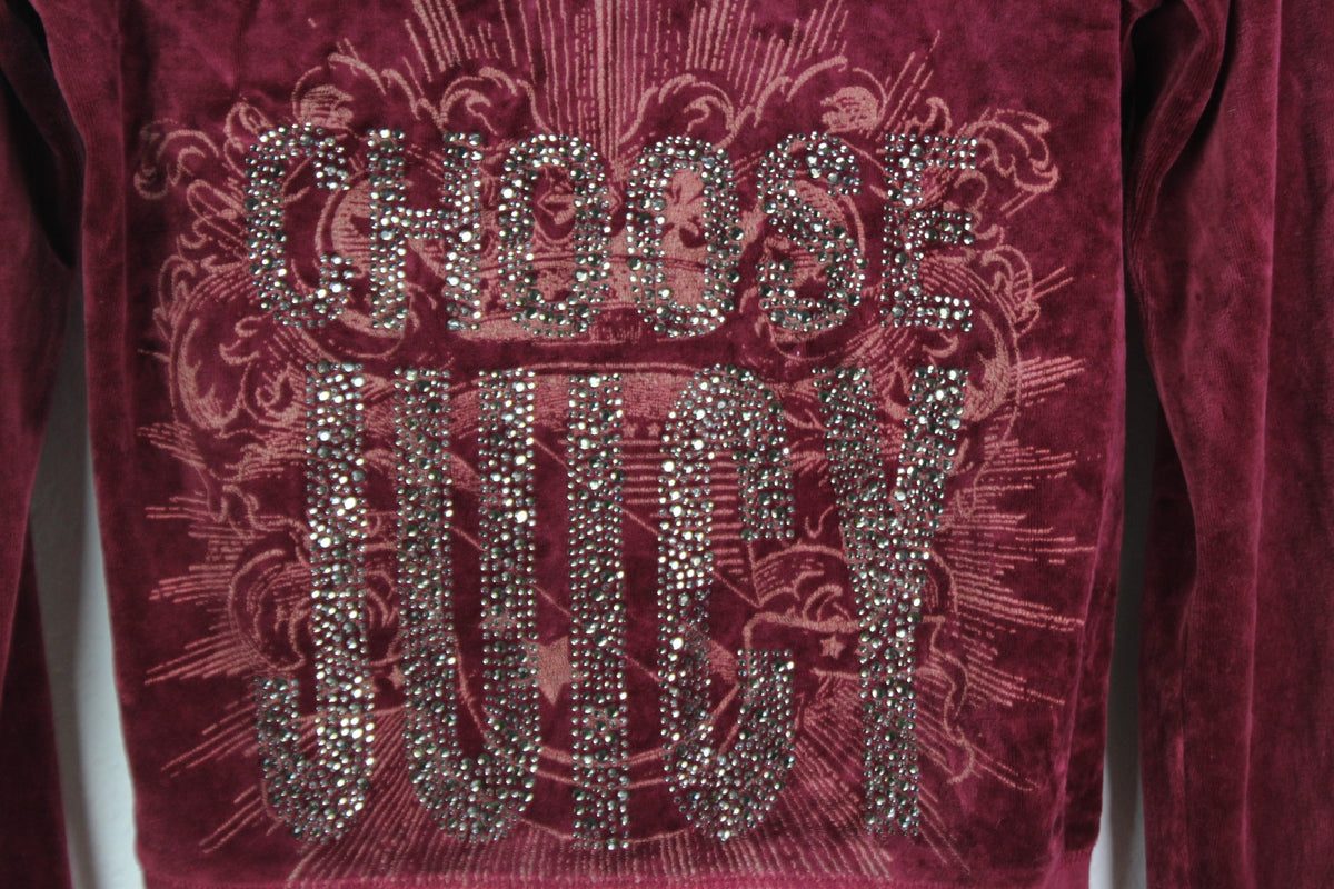 Vintage Samt Choose Juicy Zip Hoodie Sweatshirt (L)
