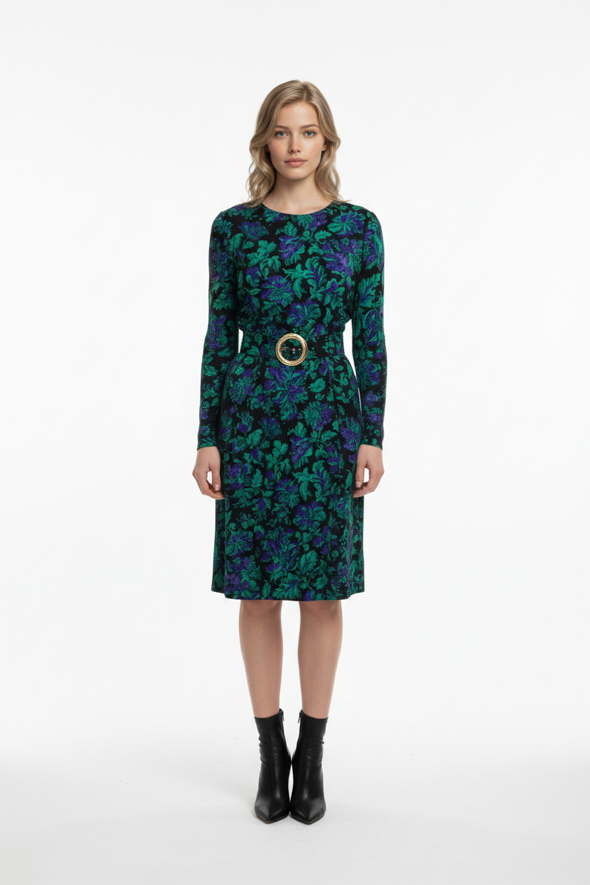 Vintage Green Midi Dress (XS)