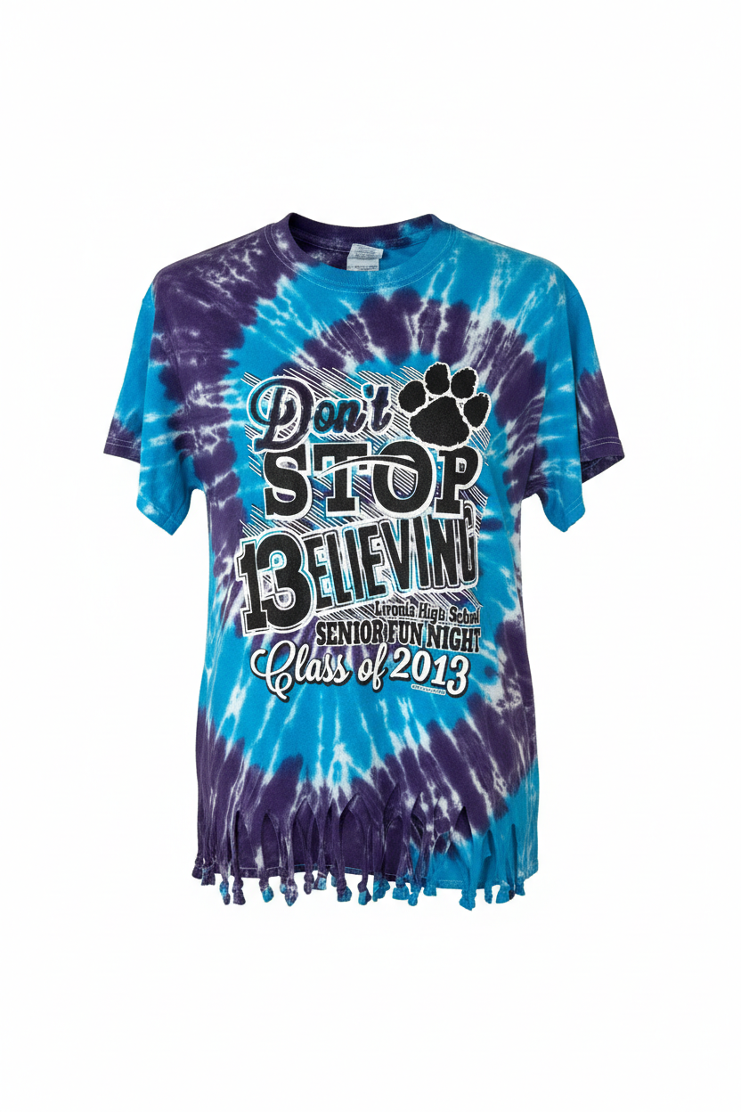 Vintage Don´t Stop Believing Batik T-Shirt (S)