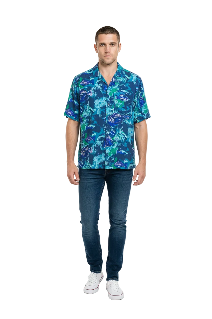 Vintage Blue Silk Shirt (M)