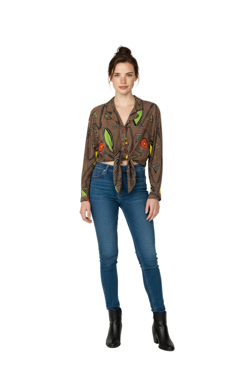 Vintage Platinum Crop Blouse (S)