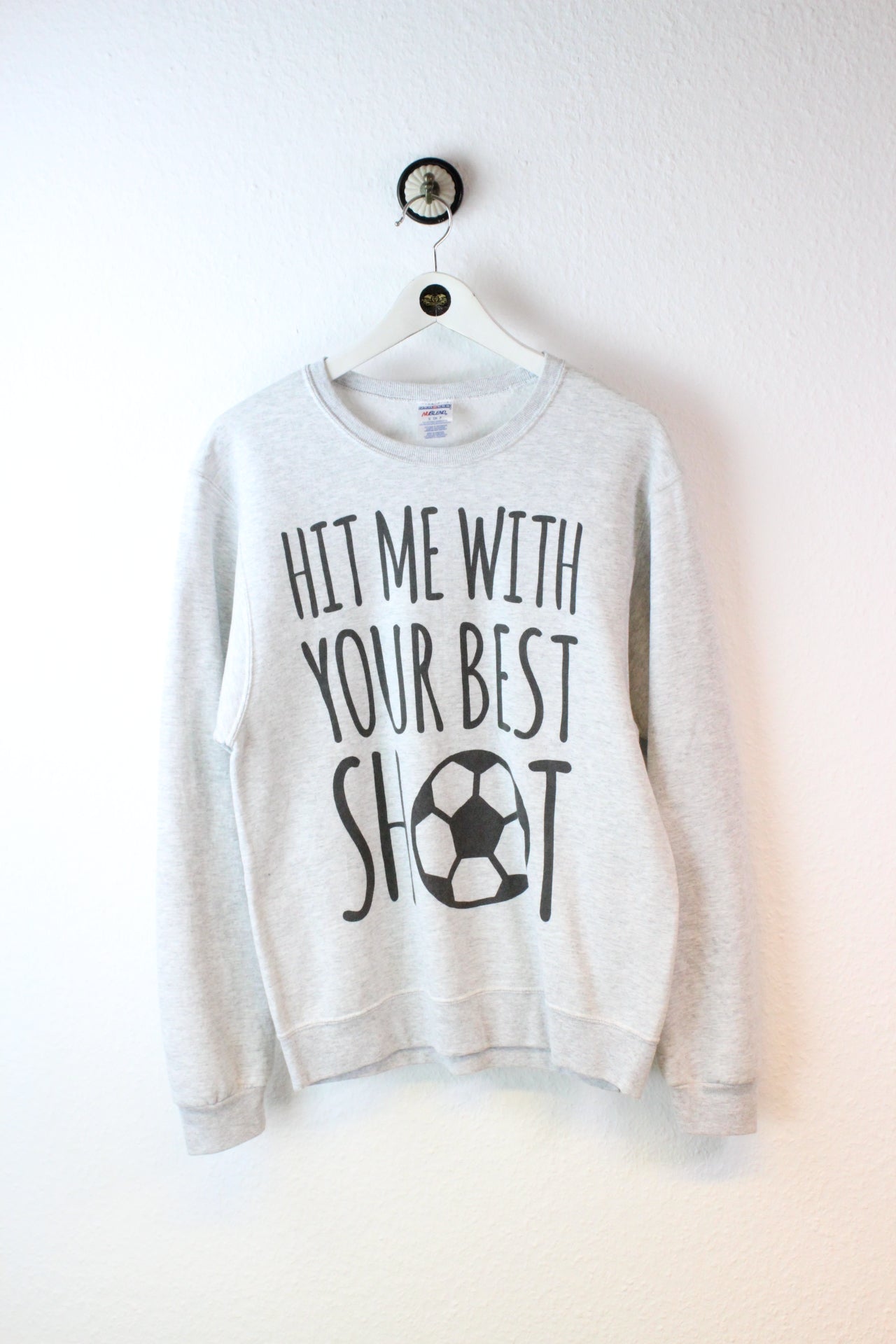 Vintage Hit me With your best Shot Soccer Sweatshirt (S)