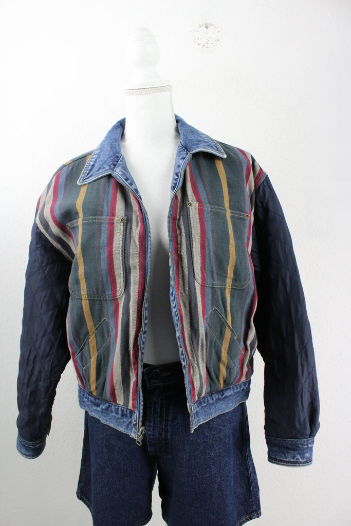 Vintage Striped Jeans Jacket (M) - Vintage & Rags Online