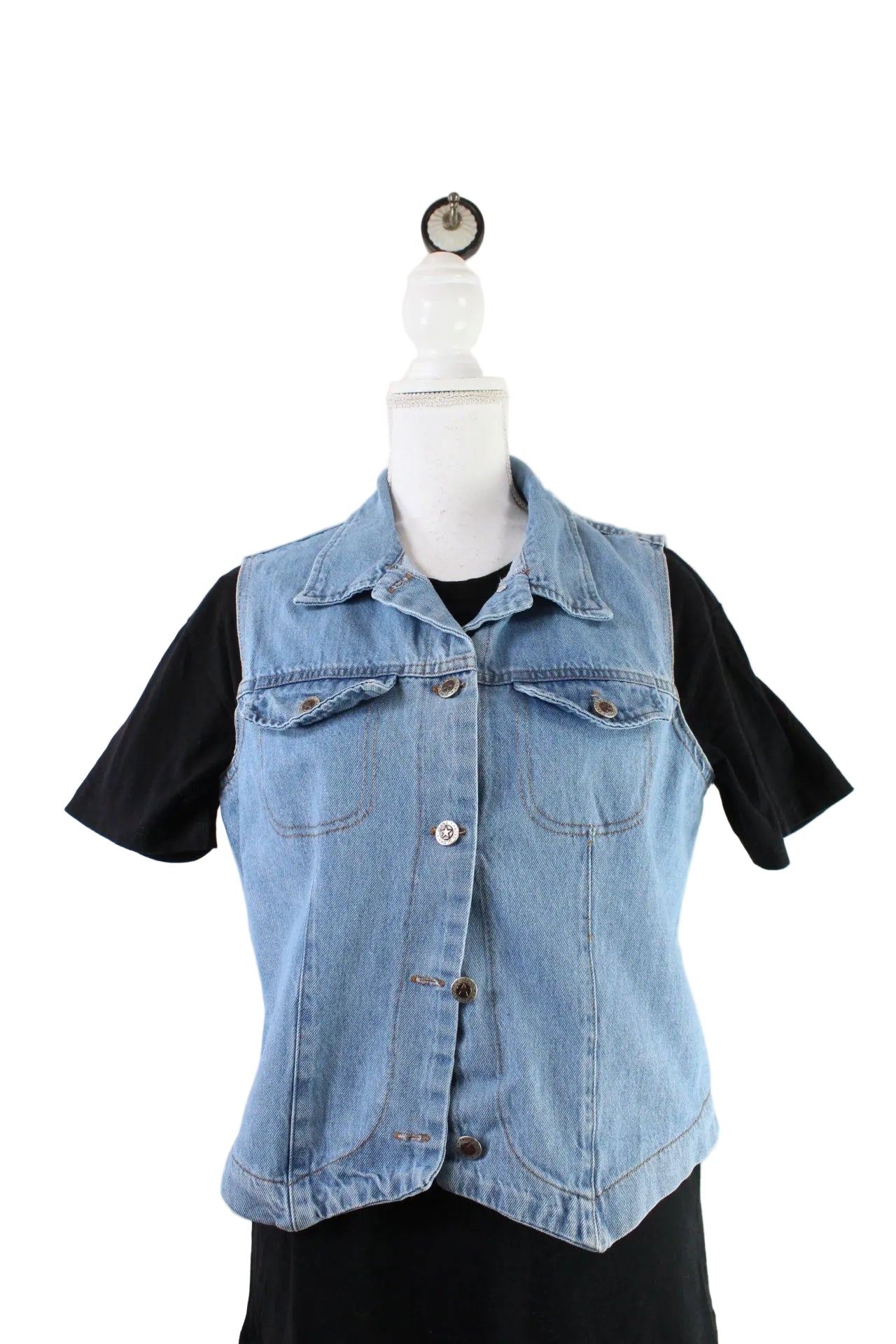 Vintage Faded Glory Denim Vest (L) - Vintage & Rags