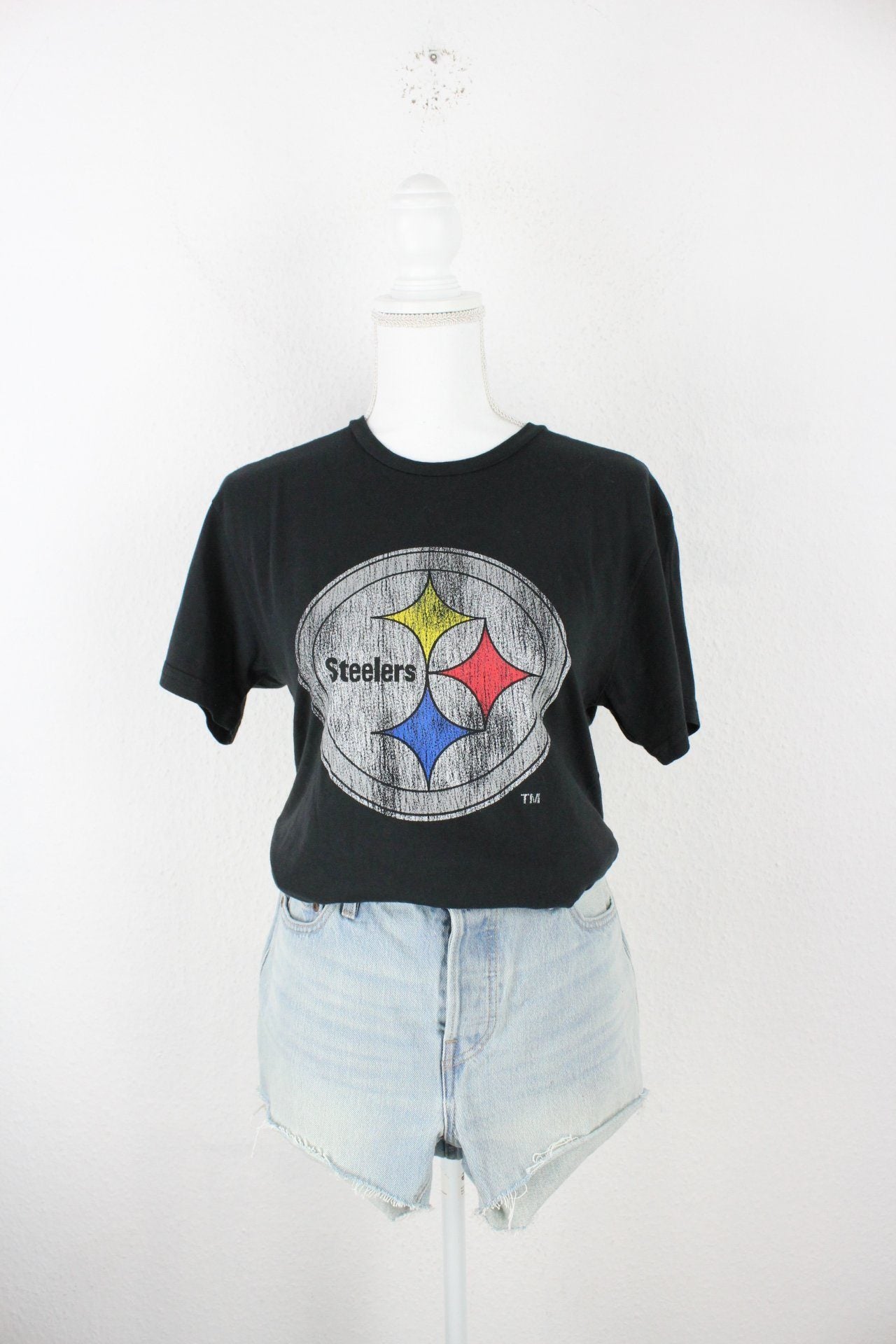 Vintage Black Steelers T-Shirt (M) Vintage & Rags