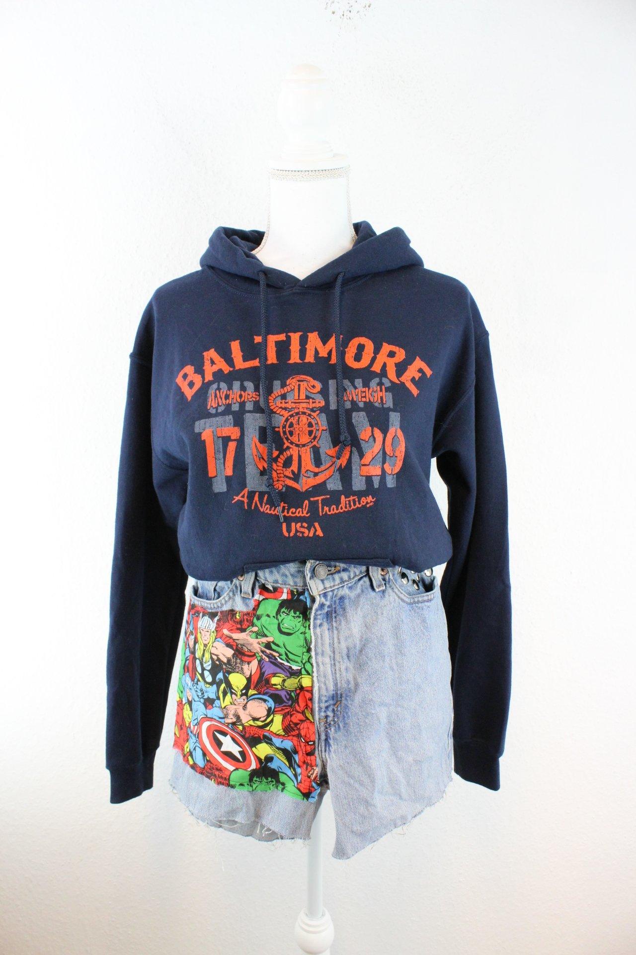 Vintage Blue Baltimore Hoodie (M) Vintage & Rags