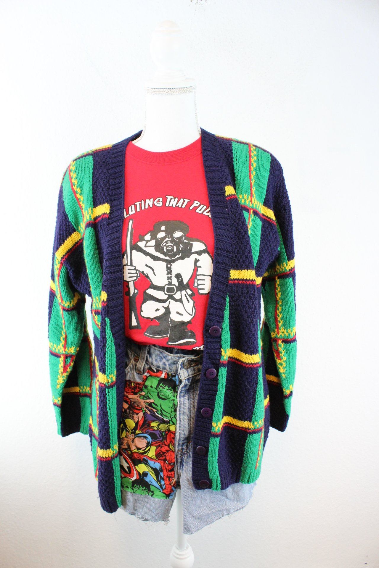 Vintage Colorful Cardigan (XS) Vintage & Rags