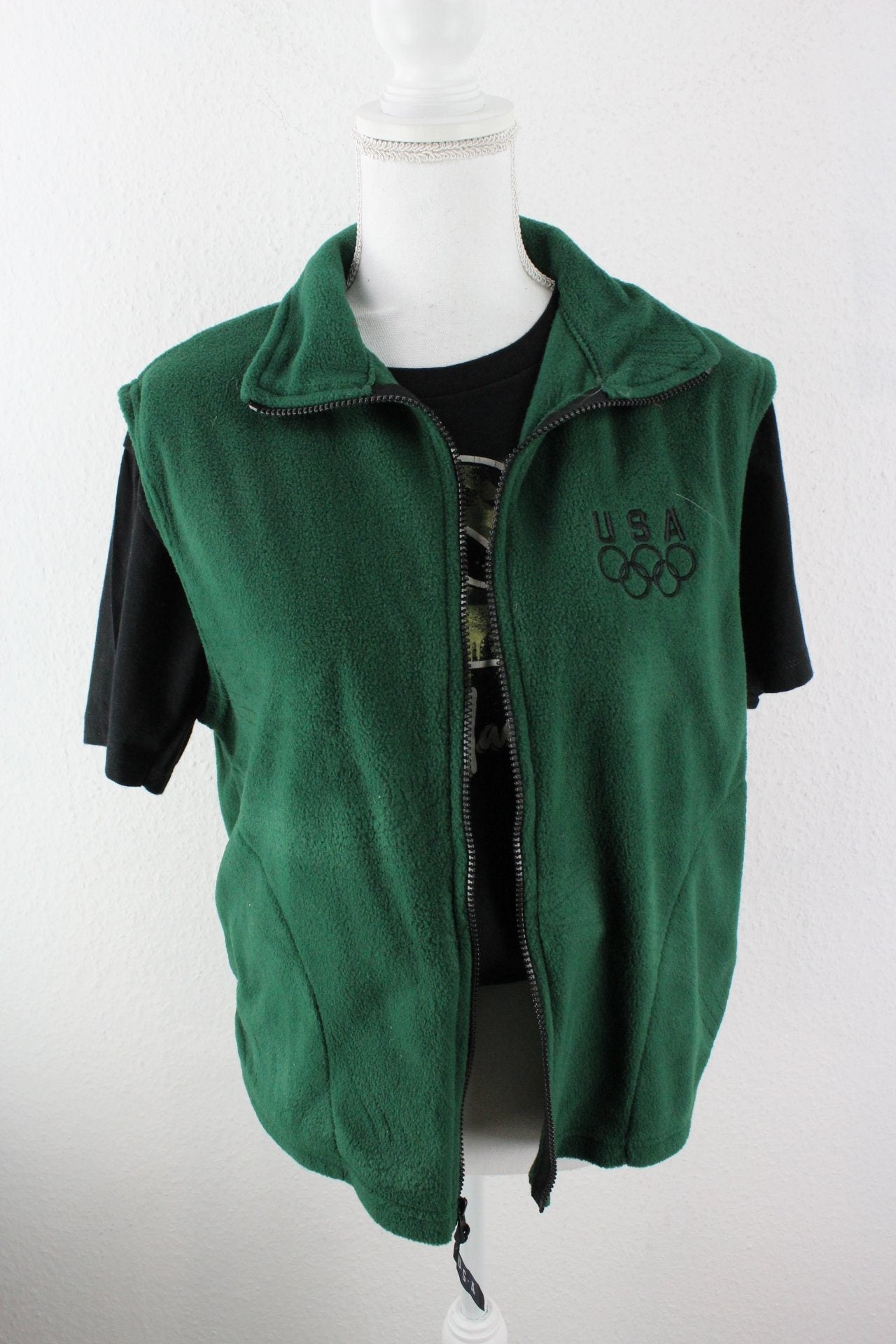 Vintage Green USA Fleece Vest (L) Vintage & Rags