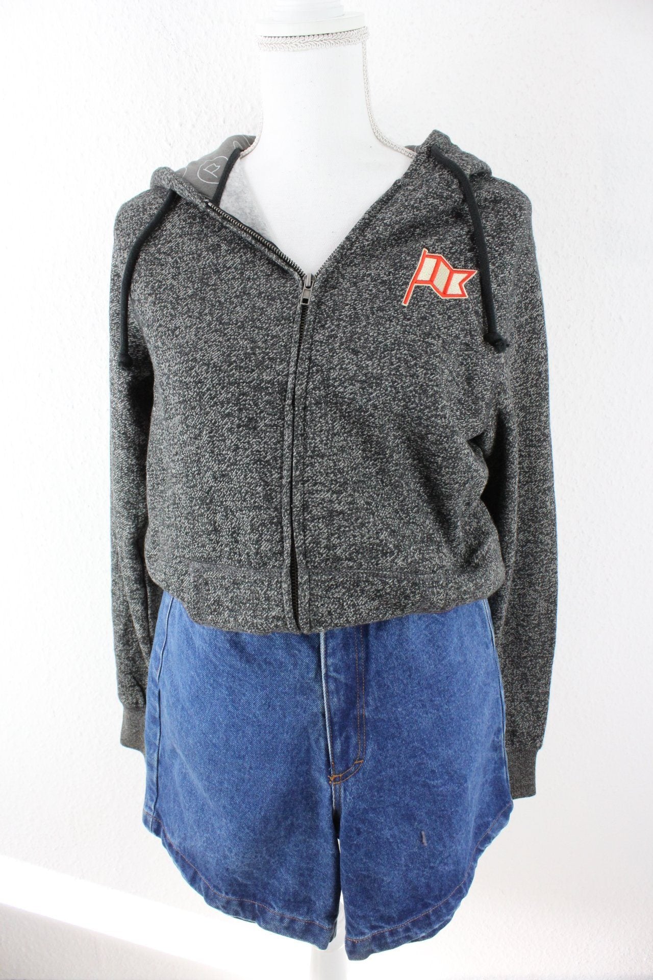 Vintage Grey Basic Zip Hoodie (M) Vintage & Rags