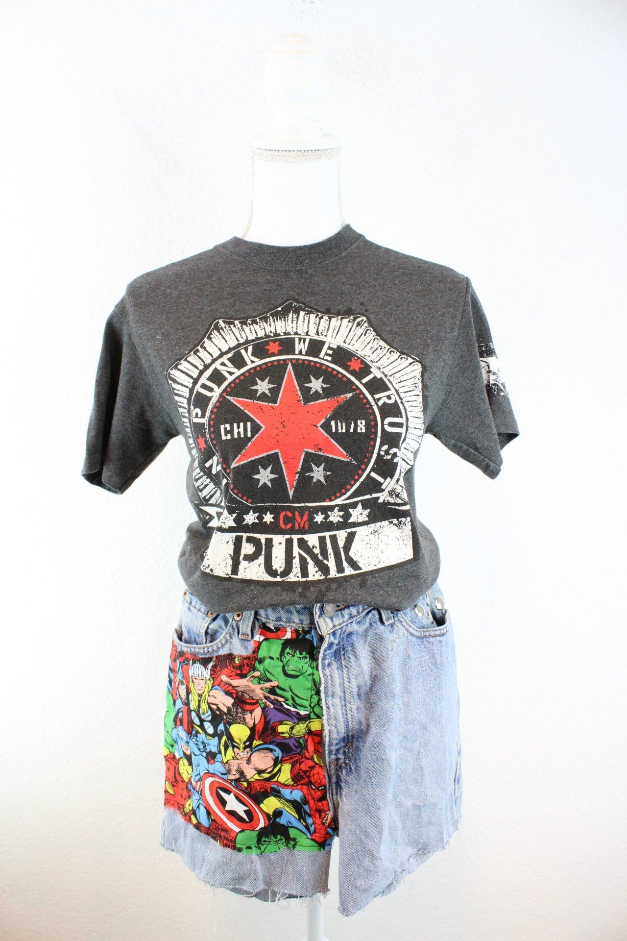 Vintage Grey Punk T-Shirt (XS) Vintage & Rags