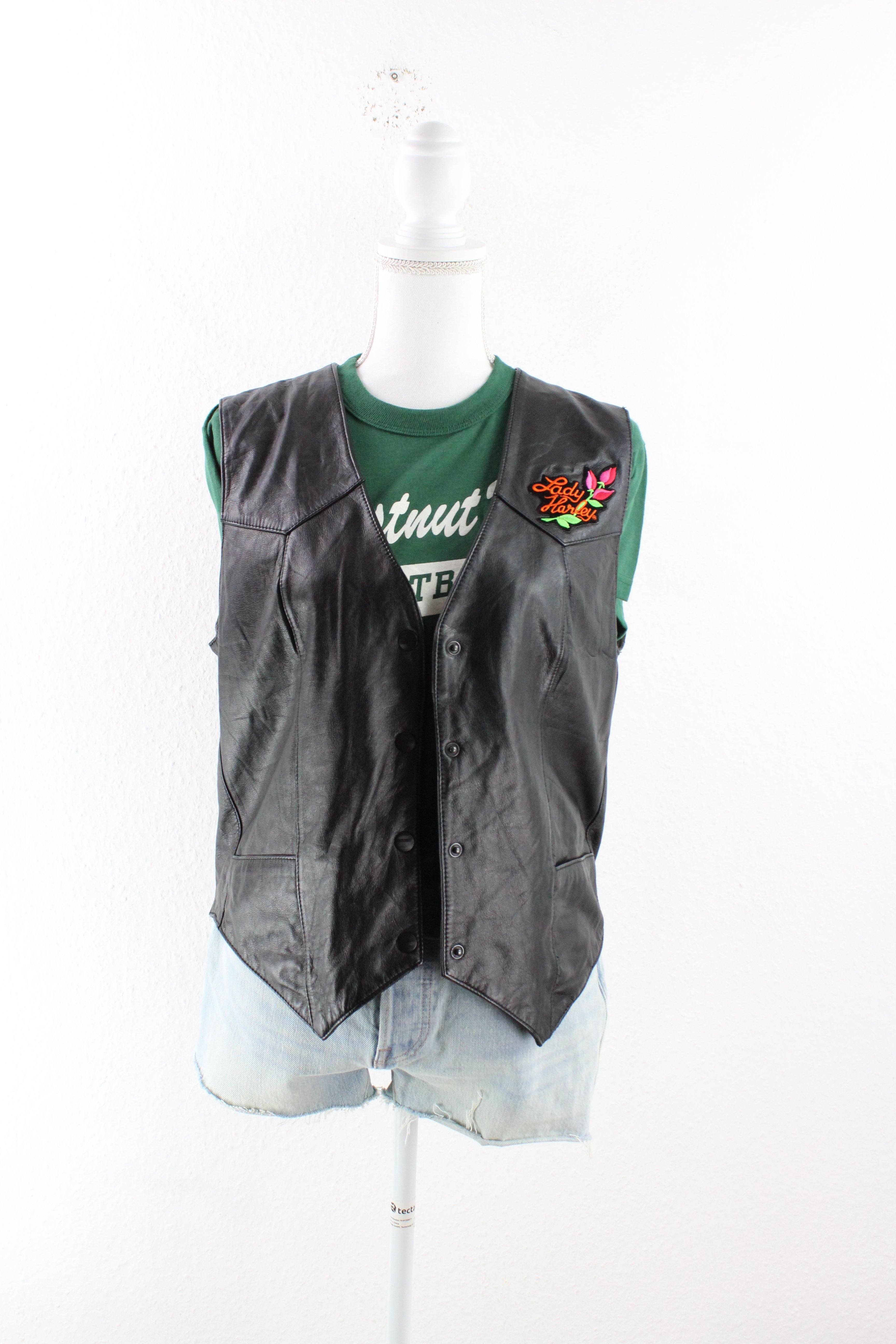 Vintage Lady Harley Leather Vest (L) Vintage & Rags