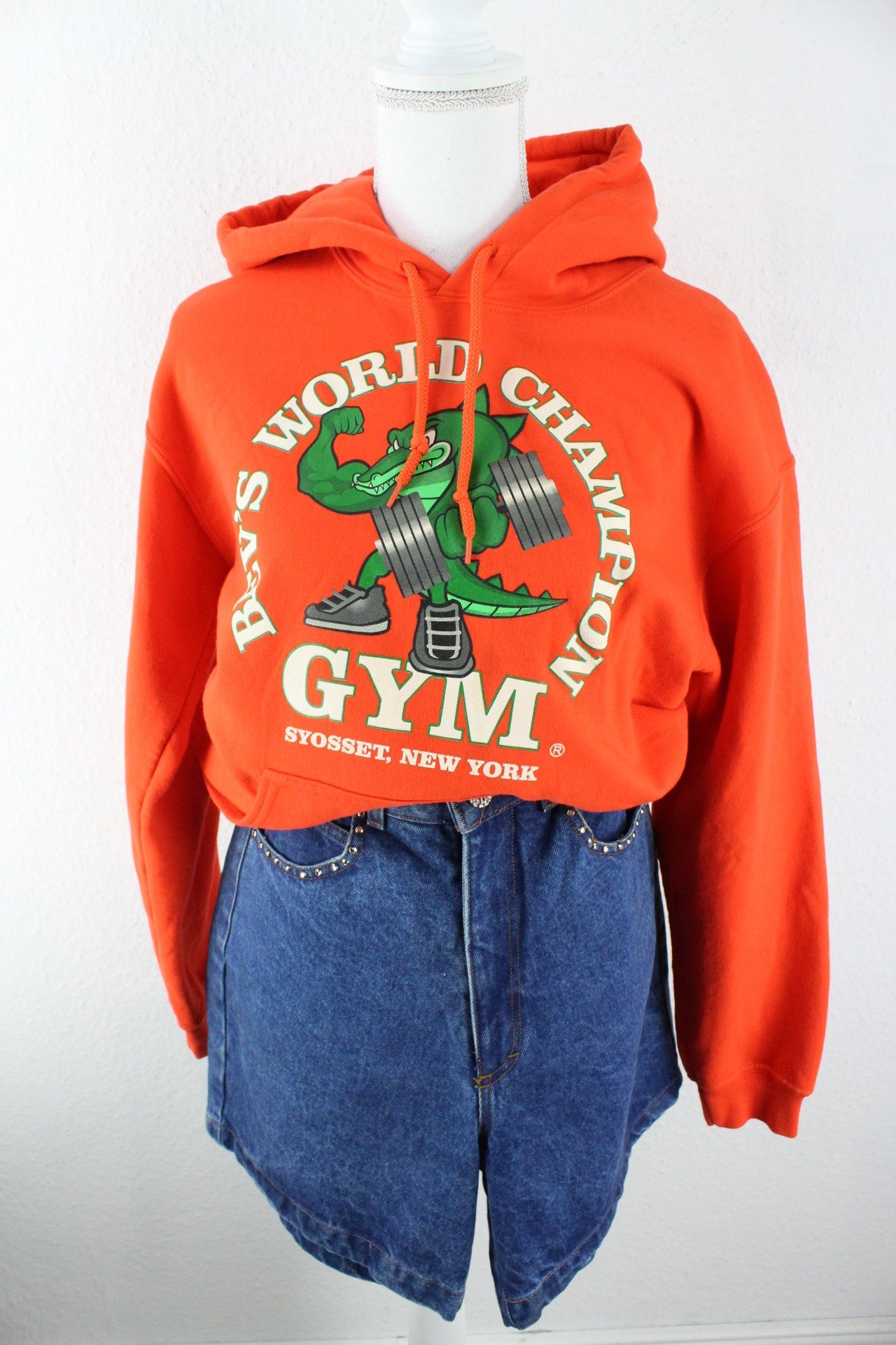 Vintage Orange Gym Hoodie (S) Vintage & Rags