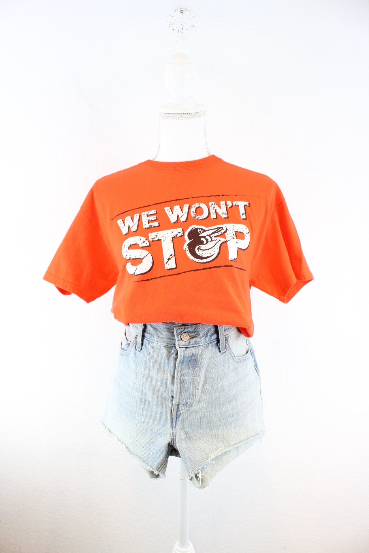 Vintage Orange We Wont Stop T-Shirt (S) Vintage & Rags
