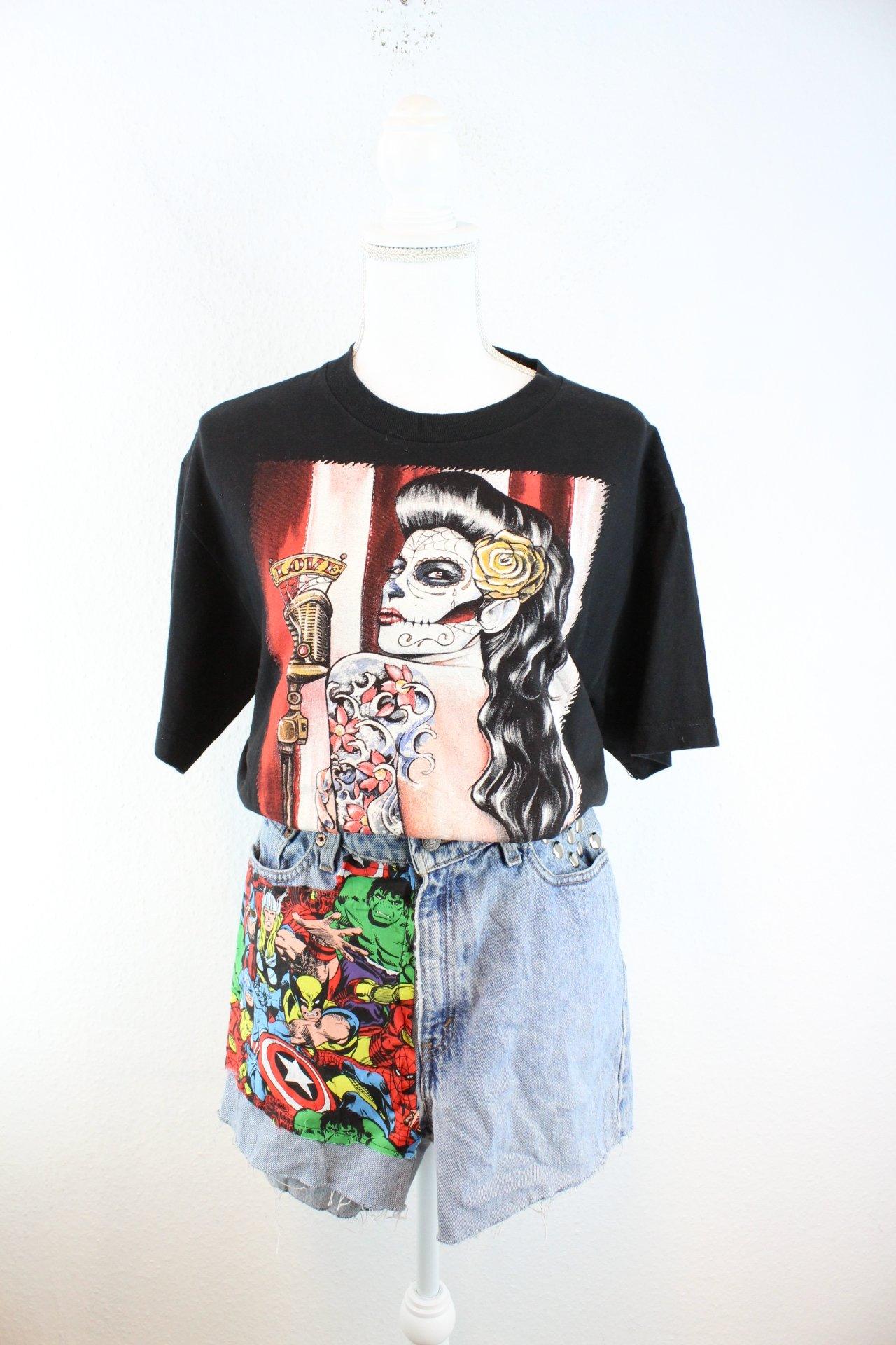 Vintage Skull Face T-Shirt (M) Vintage & Rags