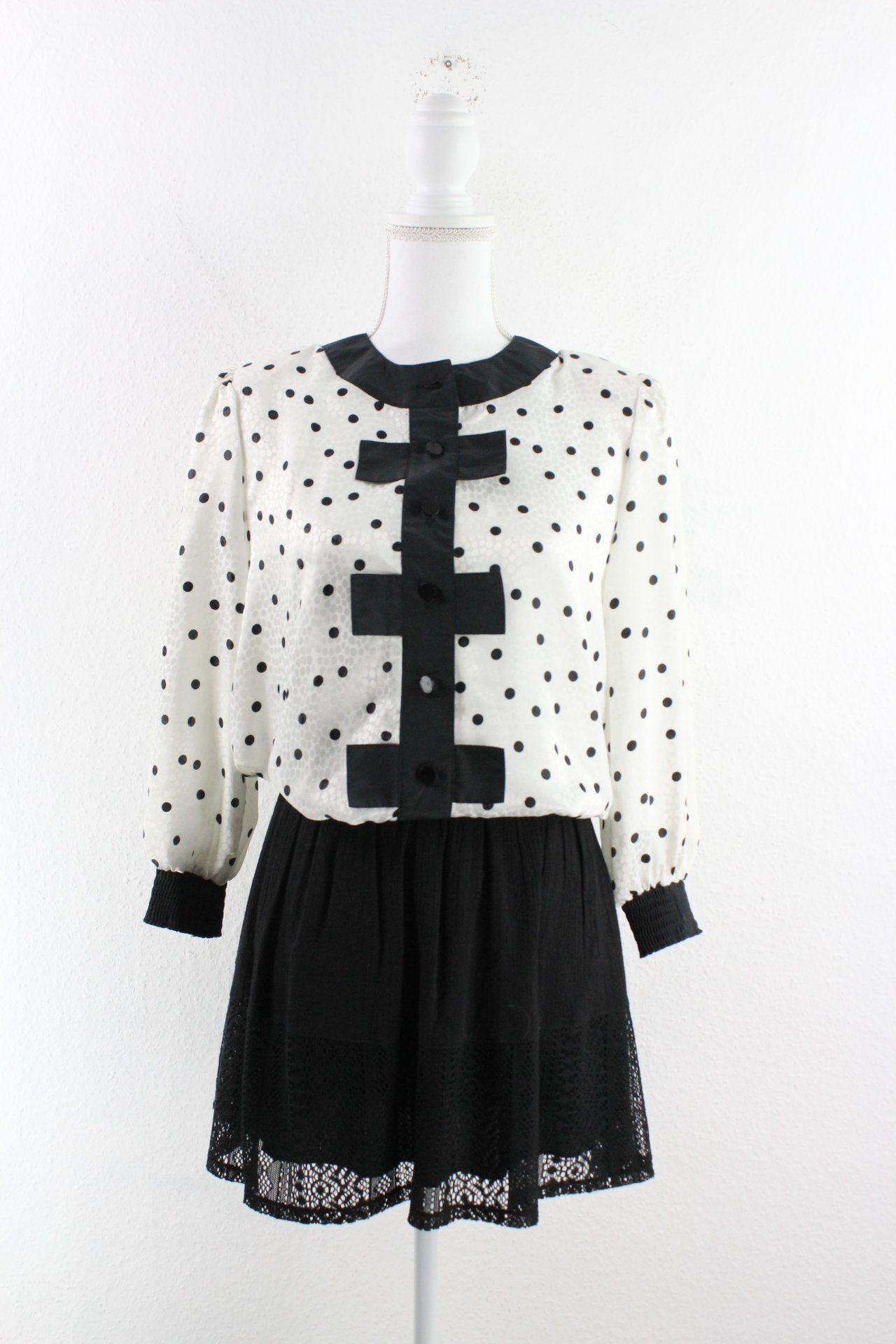 vintage White Dots Blouse (6) Vintage & Rags