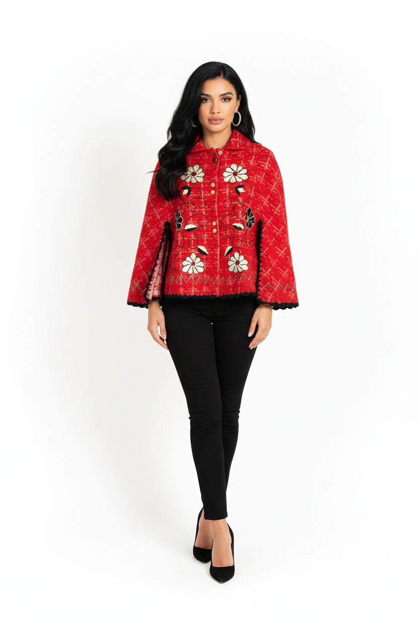 Vintage Red Poncho (L)