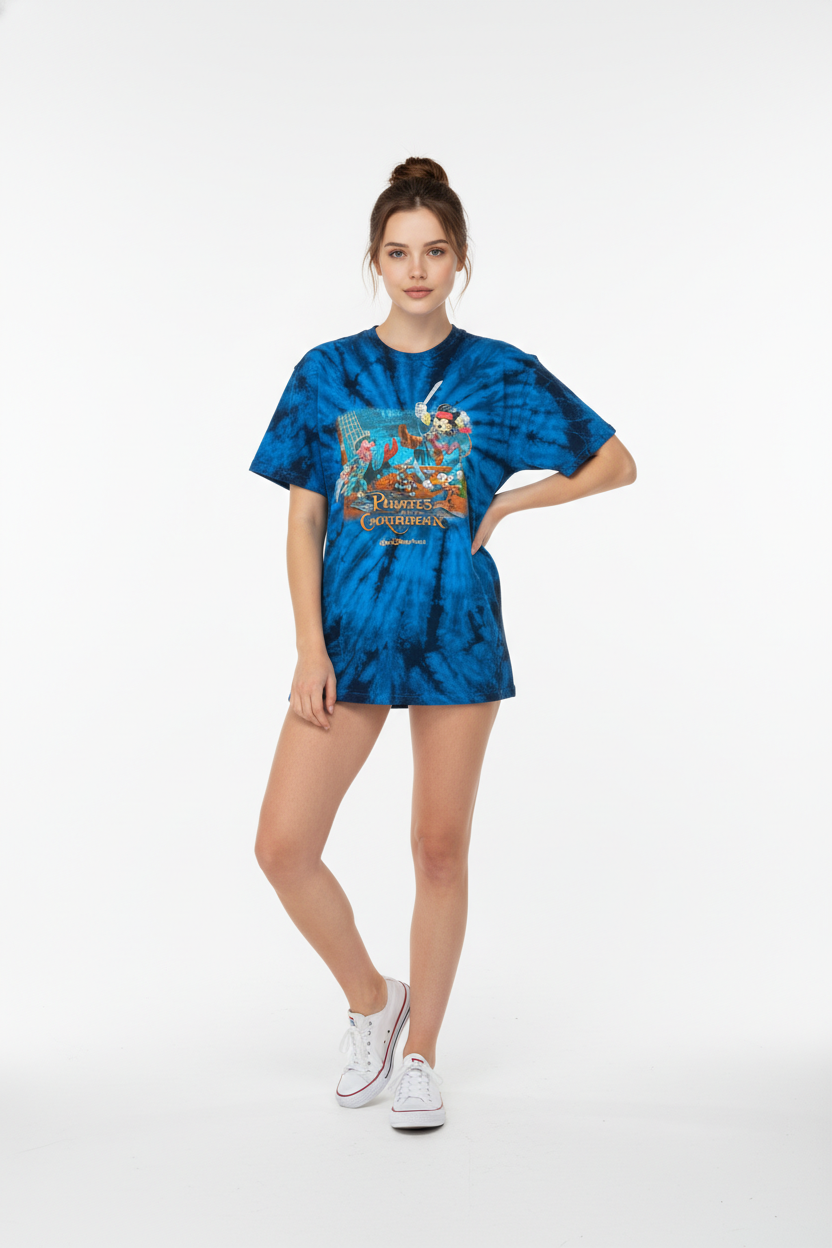 Vintage Pirates of the Caribbean Tie  Dye T-Shirt (XL)