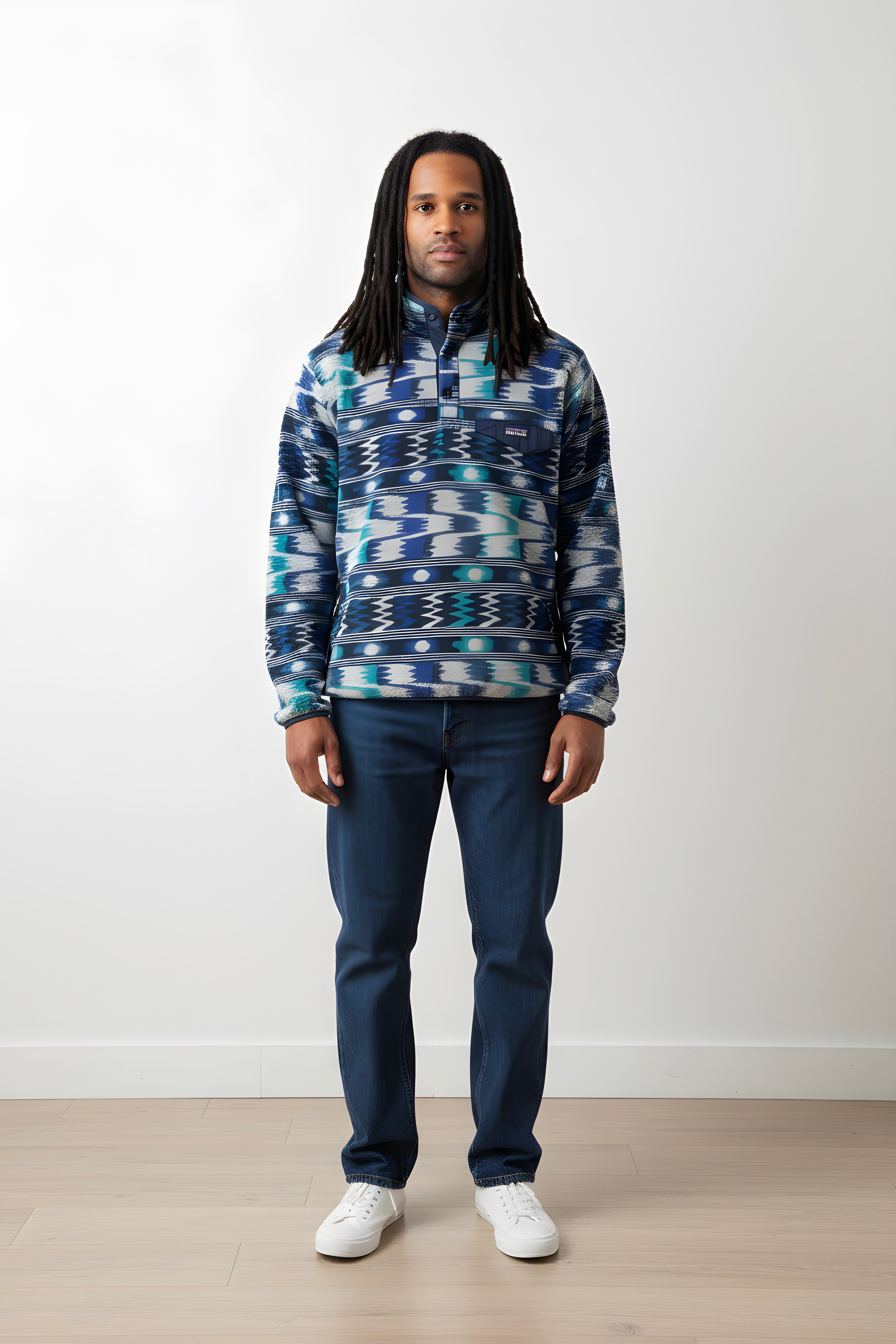 Vintage Print Fleece Sweatshirt (L)