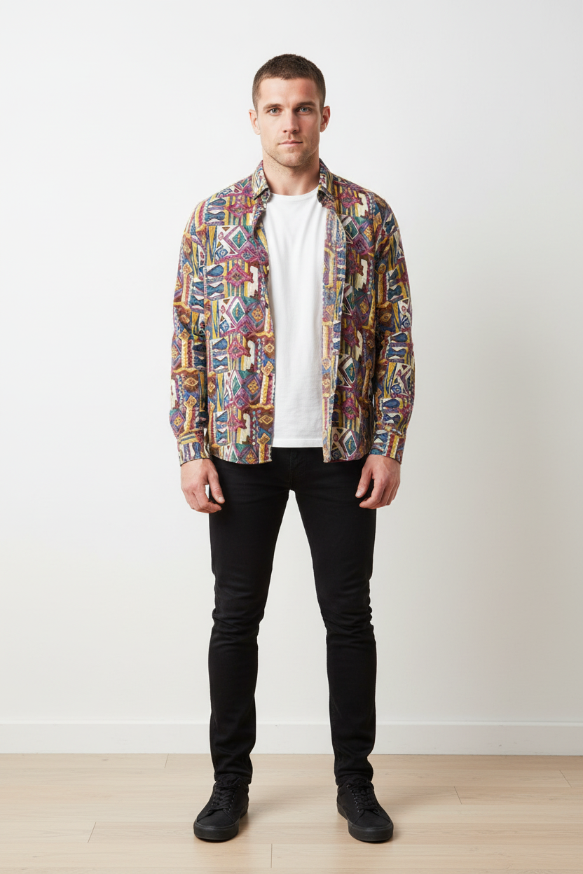 Vintage 80er Geometric Shirt (M)