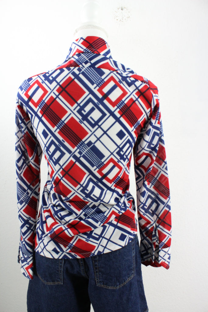 Vintage Red White & Blue Blouse (S) - Vintage & Rags Online