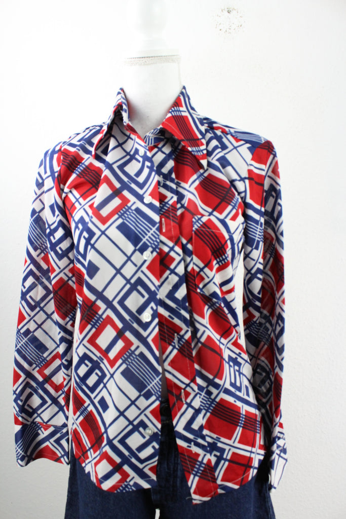 Vintage Red White & Blue Blouse (S) - Vintage & Rags Online