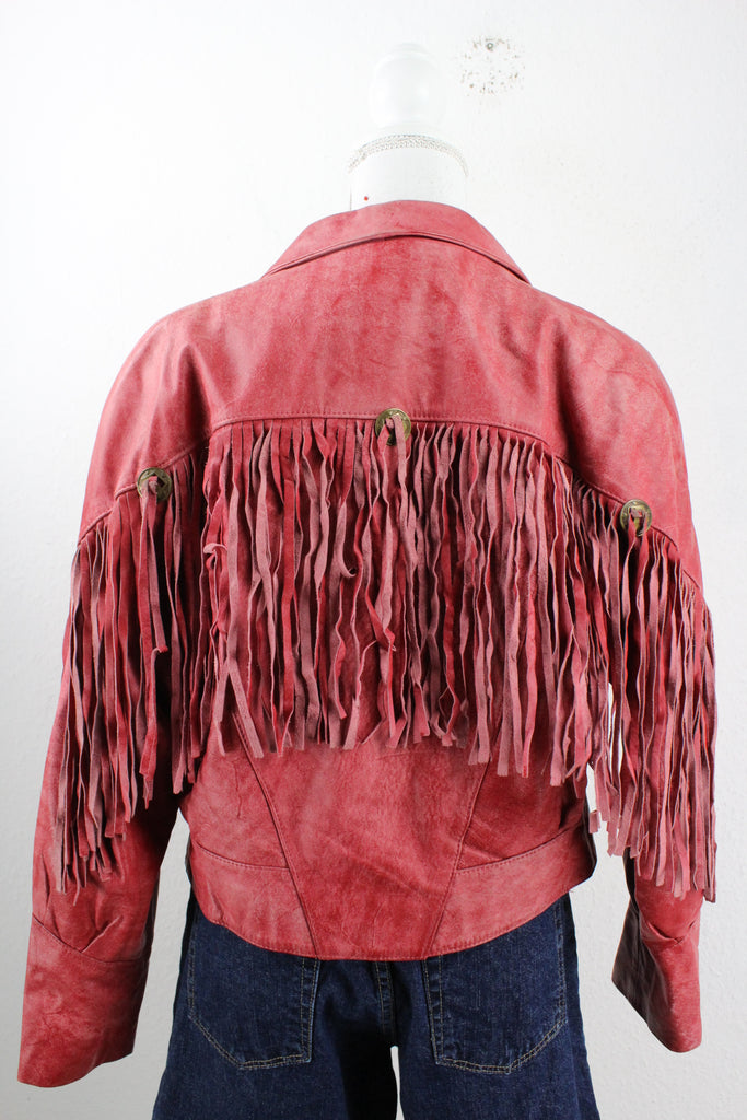 Vintage Red Leather Jacket (M) - Vintage & Rags Online