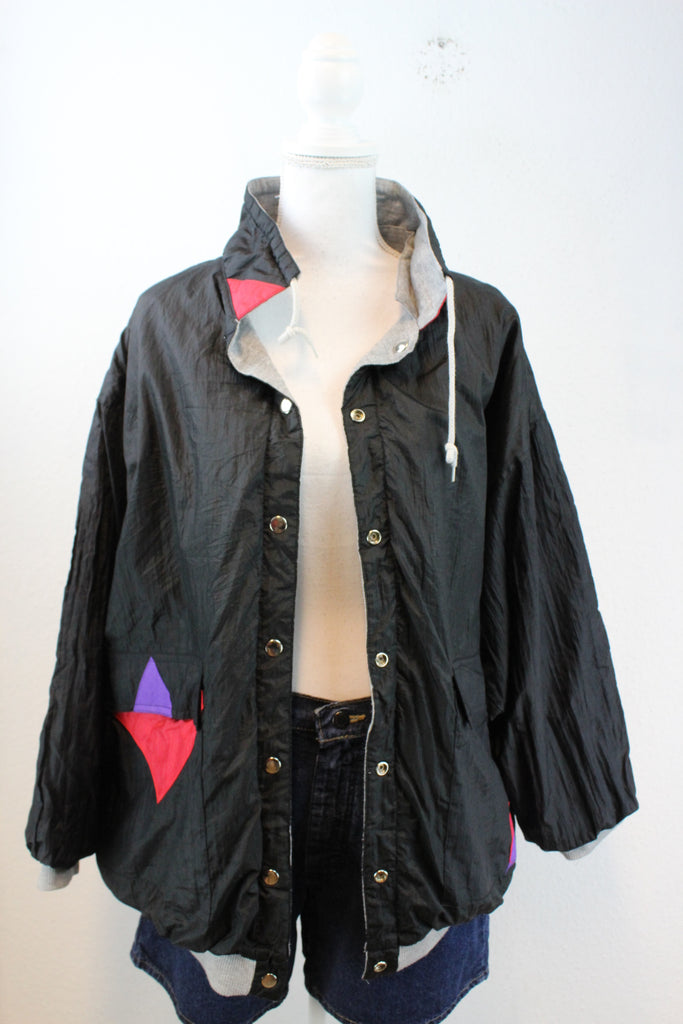 Vintage Black Red Purple Jacket (L) - Vintage & Rags Online