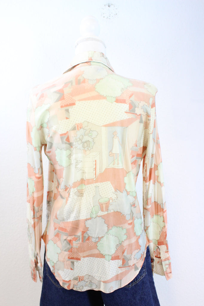 Vintage Landscape Blouse (S) - Vintage & Rags Online