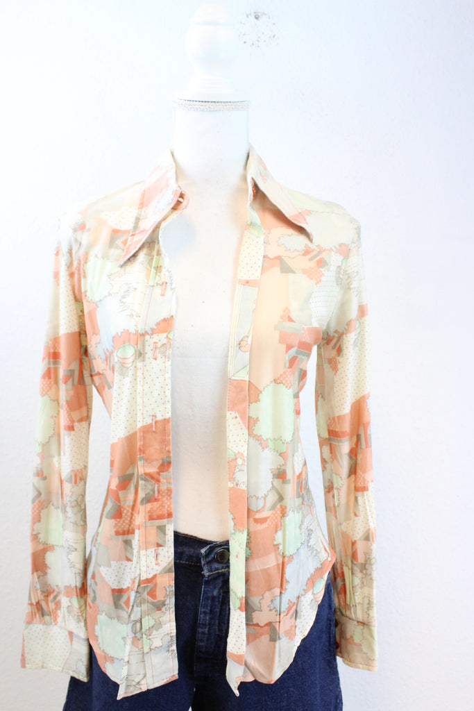 Vintage Landscape Blouse (S) - Vintage & Rags Online