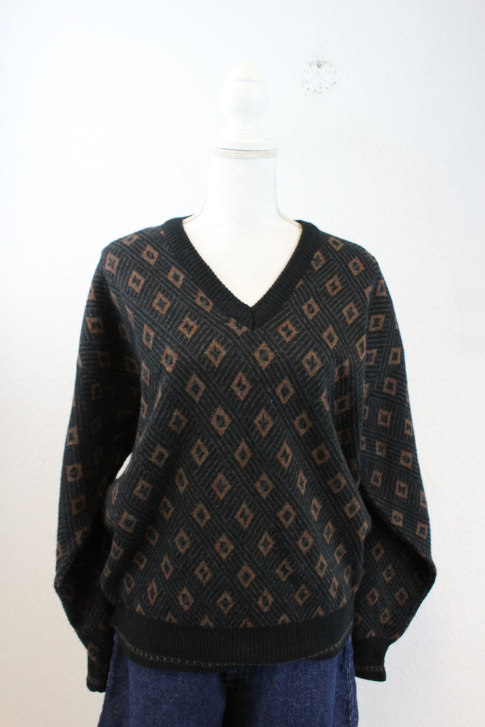 Vintage Black Brown Pullover (M) - Vintage & Rags Online