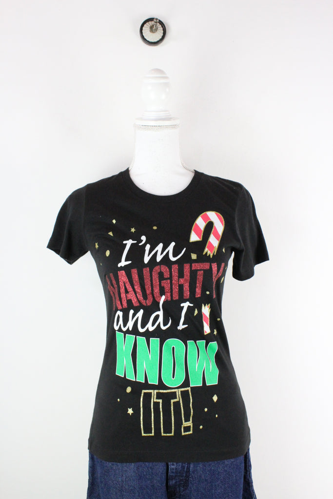 Vintage I'm Naughty and I know It T-Shirt (S) - Vintage & Rags