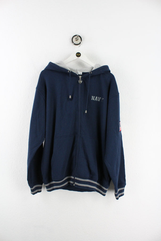 Vintage Navy Zipper Hoodie (L) - Vintage & Rags