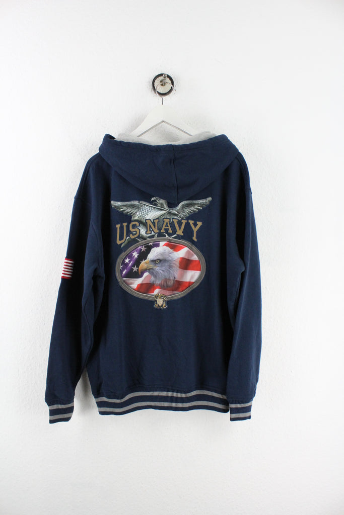 Vintage Navy Zipper Hoodie (L) - Vintage & Rags