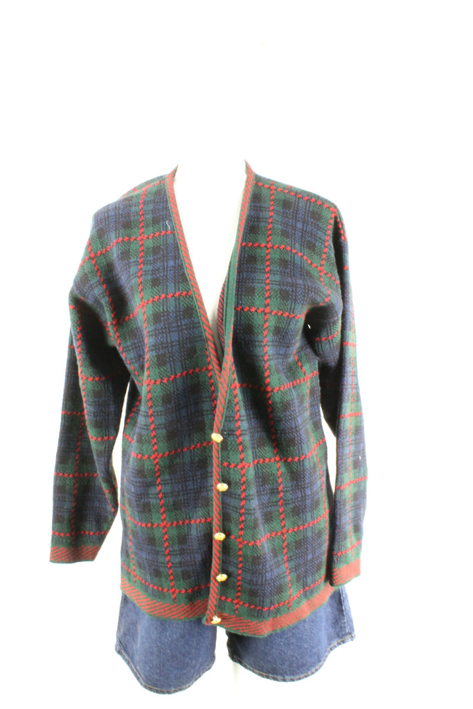 Vintage Checkered Cardigan (M) - Vintage & Rags Online