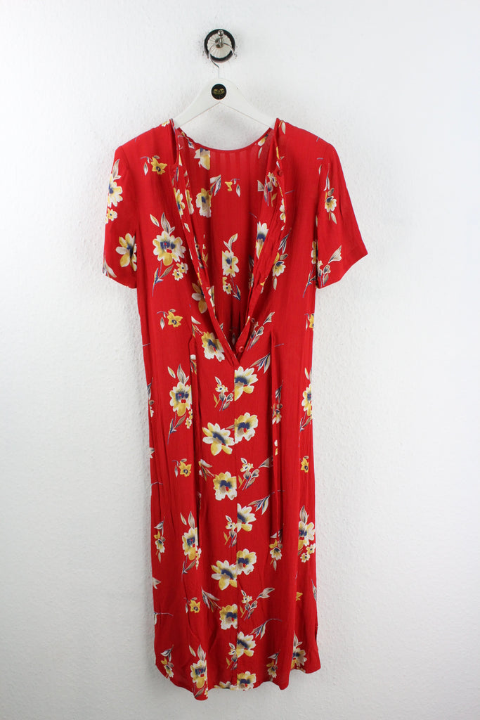Vintage Red Flower Dress (M) - Vintage & Rags