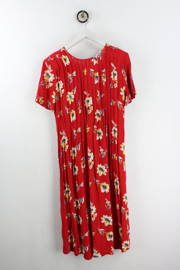 Vintage Red Flower Dress (M) - Vintage & Rags
