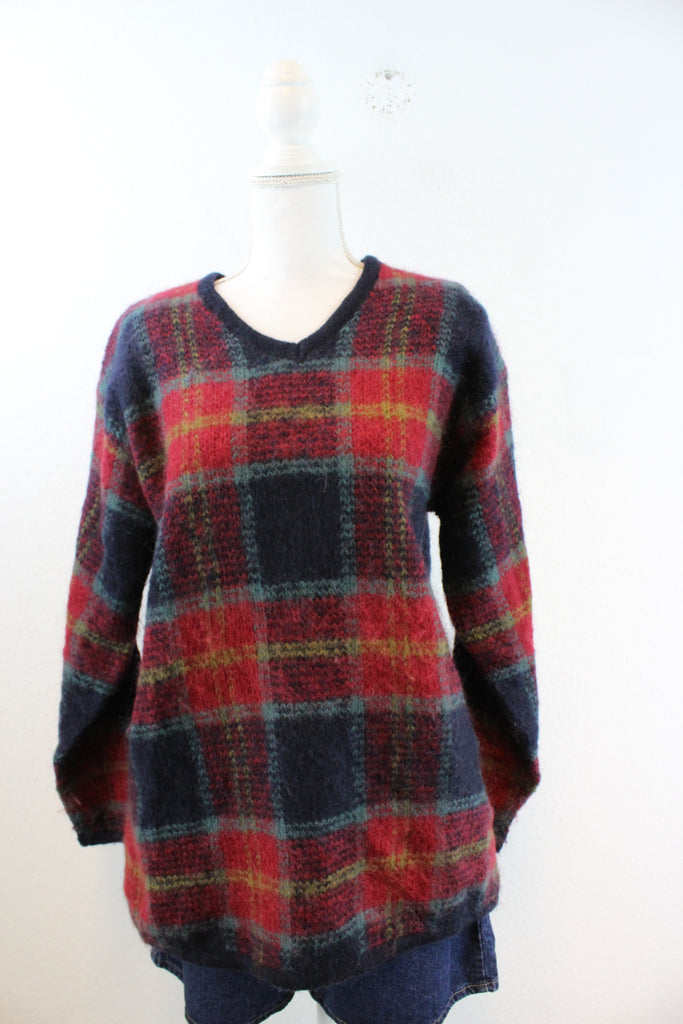 Vintage Mohair Checkered Sweatshirt (M) - Vintage & Rags Online