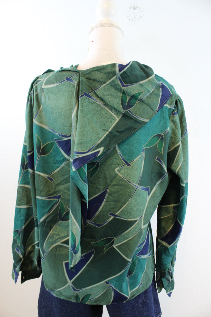 Vintage Green Blouse (M) - Vintage & Rags Online