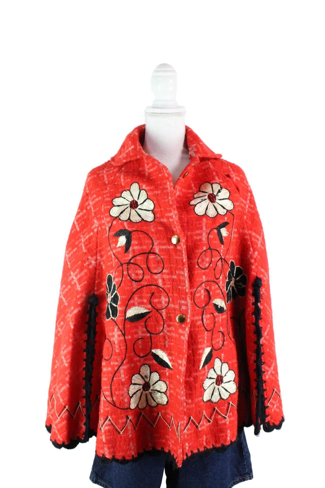 Vintage Red Poncho (L) - Vintage & Rags