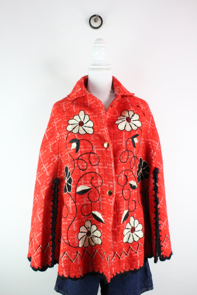 Vintage Red Poncho (L) - Vintage & Rags