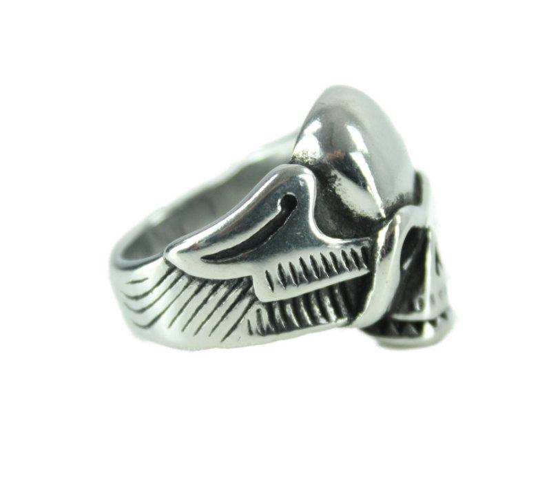 Angel Skull Stainless Steel Ring - Vintage & Rags