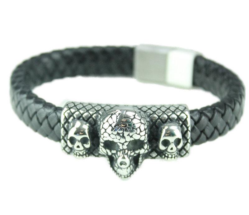 Leather Skulls Bracelet - Vintage & Rags