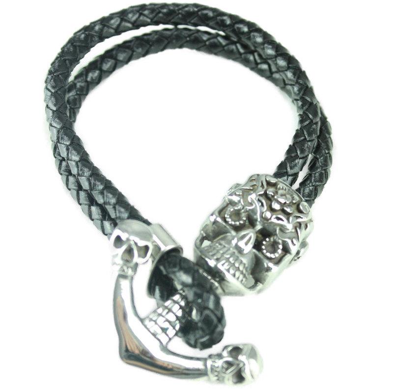 Skulls Leather Bracelet - Vintage & Rags