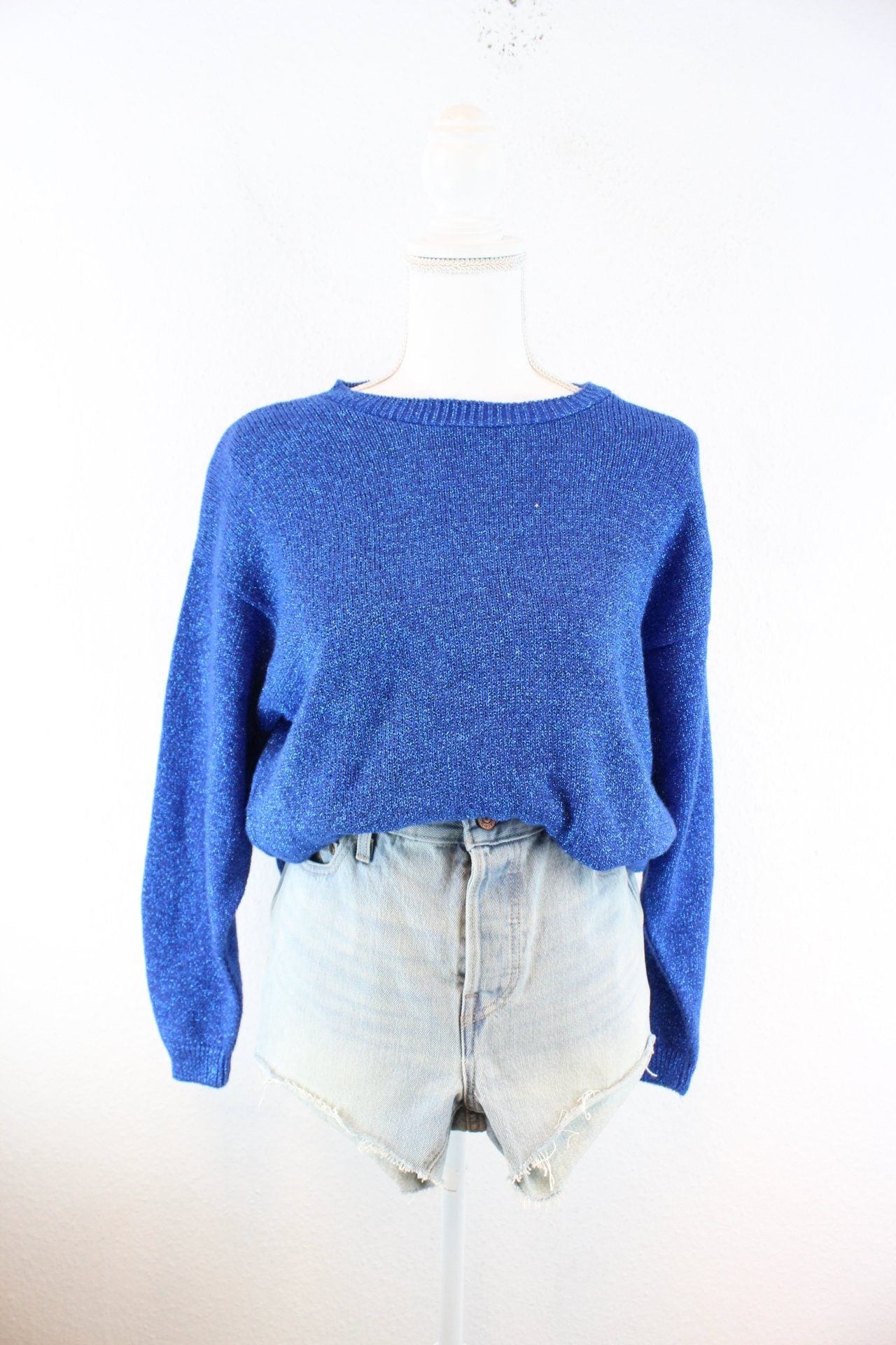 Vintage Blue Glitter Pullover (M) Vintage & Rags 