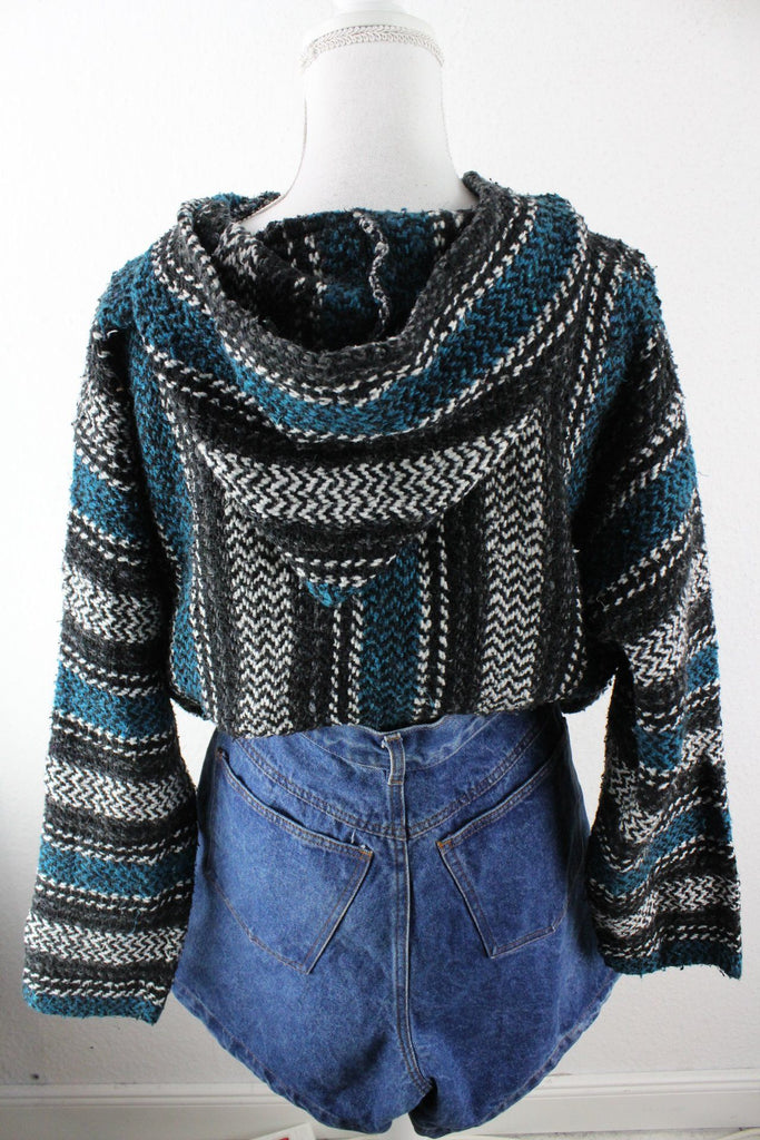 Vintage Blue Stripe Knit Hoodie (L) Vintage & Rags 