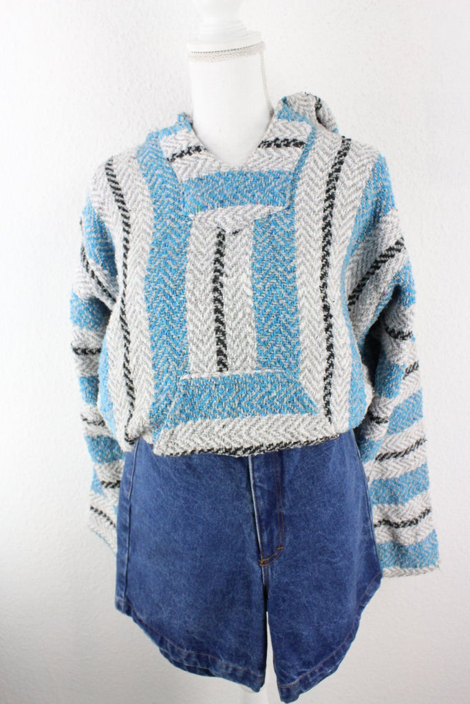 Vintage Blue Stripes Knit Hoodie (L) Vintage & Rags 