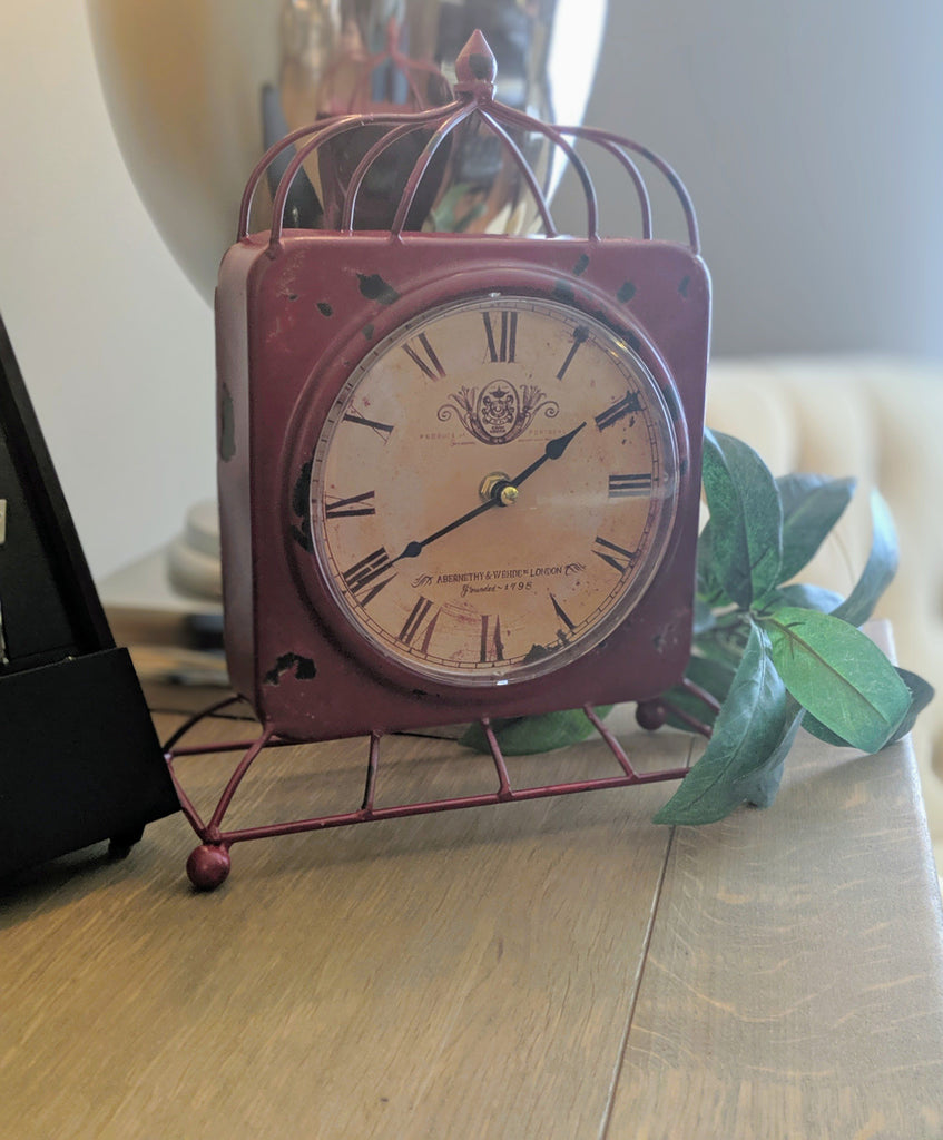 Vintage Desk Clock Red - Vintage & Rags