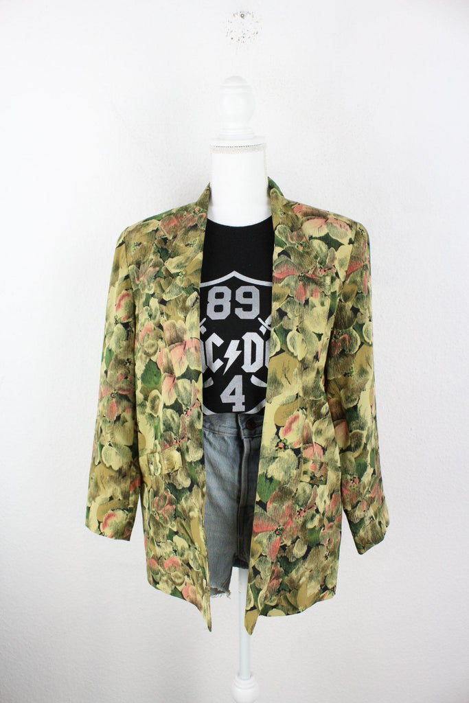 Vintage Green Flower Blazer (M) Vintage & Rags 