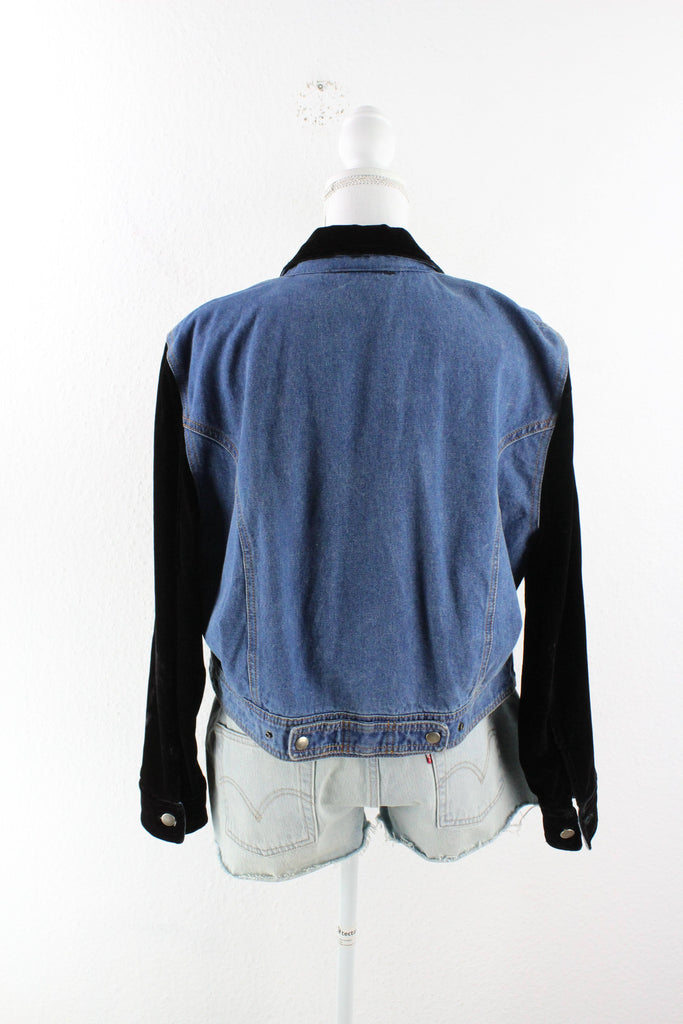Vintage Half Black Half Denim Jeans Jacket (M) Vintage & Rags 